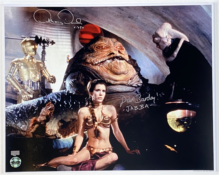 Star Wars: Daniels & Barclay “C-3PO” & “Jabba” Signed 20” x 16” Photo (Celebrity Authentics) (Beckett/BAS Guaranteed) 
