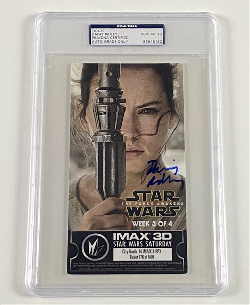 Star Wars “The Force Awakens” Daisy Ridley GEM MINT 10 Signed Imax Oversized Ticket (PSA Encapsulated & Auto Graded)