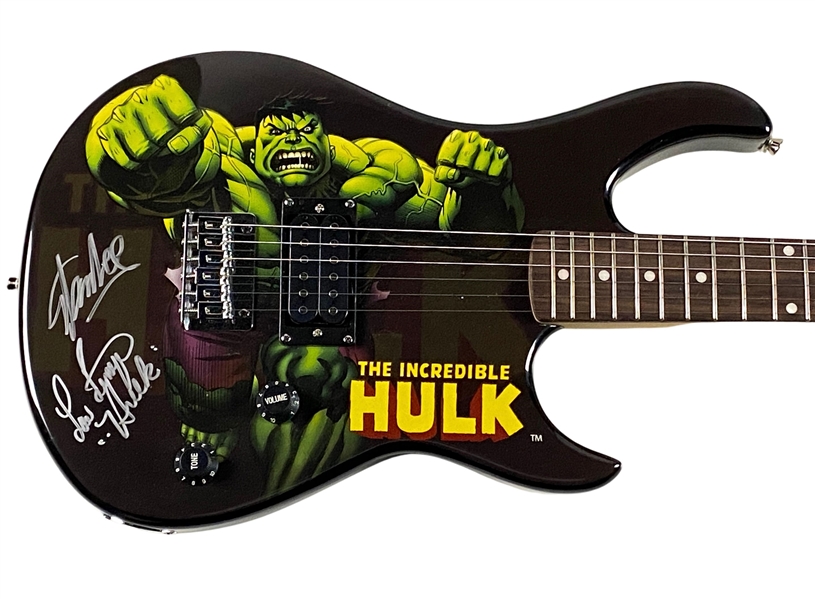 The Hulk: Stan Lee & Lou Ferrigno Signed Electric Guitar (Beckett/BAS Guaranteed)