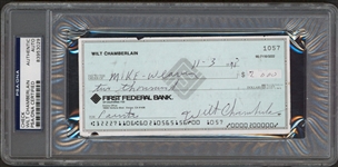 Wilt Chamberlain Handwritten & Signed Personal Bank Check (PSA/DNA Encapsulated)