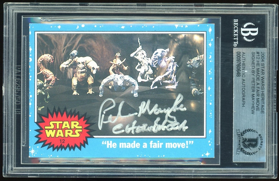 Star Wars: Peter Mayhew Signed 2004 Star Wars Trading Card #12 (BAS Encapsulated)