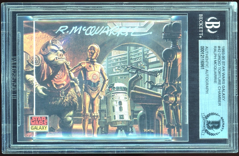 Star Wars: Ralph McQuarrie Signed 1993-95 Star Wars Galaxy Trading Card #42 (BAS Encapsulated)