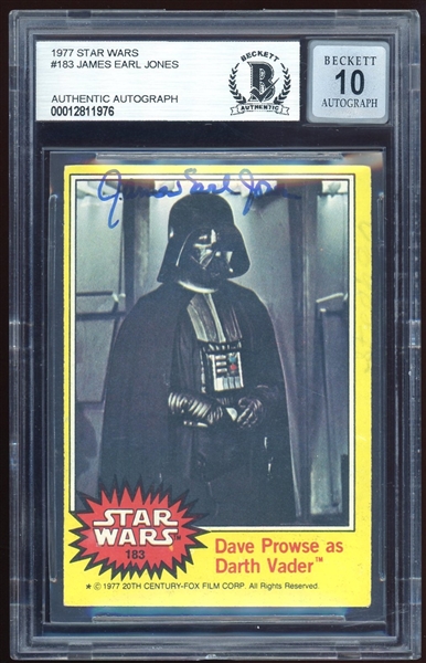 Star Wars: AUTO 10 James Earl Jones Signed 1977 Star Wars Trading Card #183 (BAS Encapsulated)