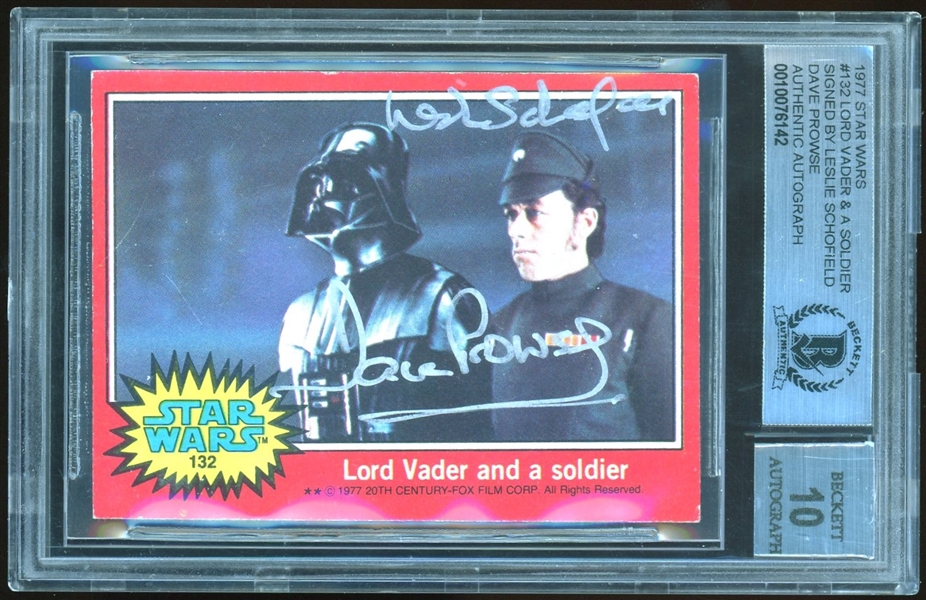 Star Wars: AUTO 10 Prowse & Schofield Signed 1977 Star Wars Trading Card #132 (BAS Encapsulated)