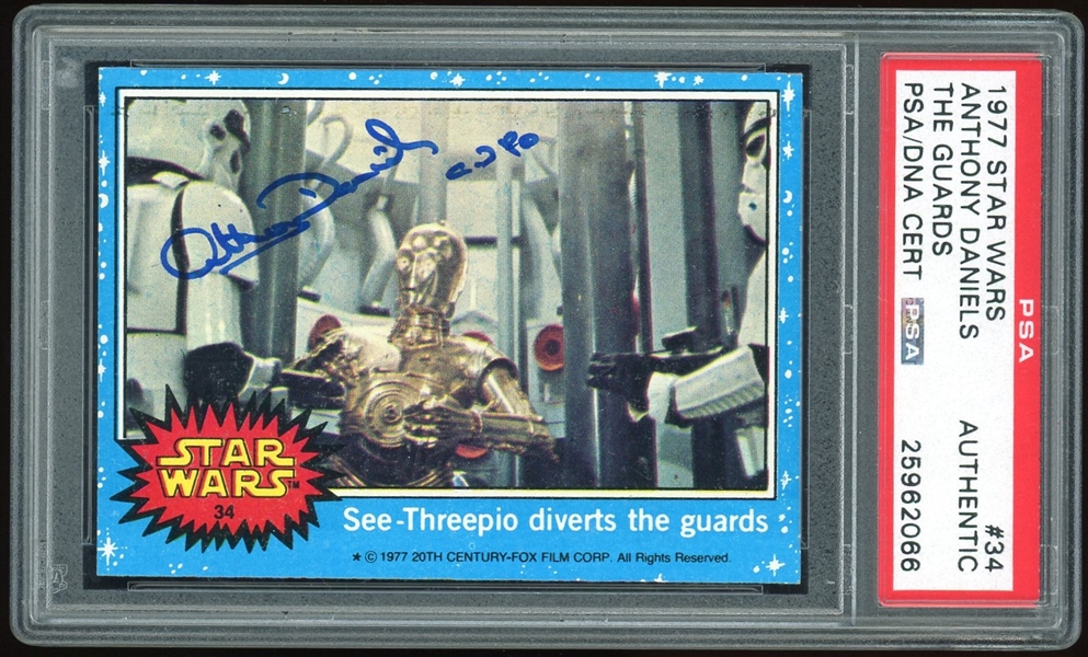 Star Wars: Anthony Daniels Signed 1977 Star Wars Trading Card #34 (PSA Encapsulated)