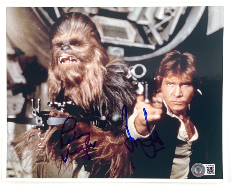 Star Wars : Harrison Ford & Peter Mayhew Signed 8" x 10" Photo (BAS LOA)