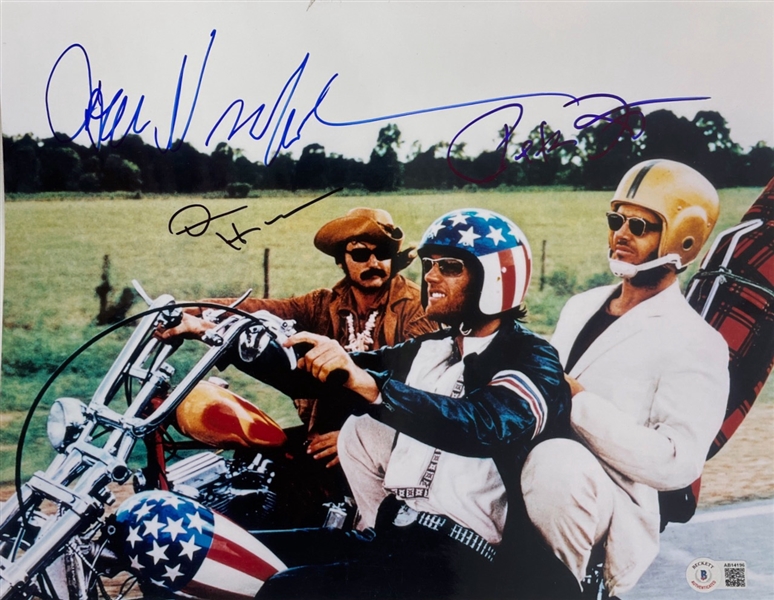 Easy Rider Cast Signed 11" x 14" Color Photo with Fonda, Hopper and Nicholson (Beckett/BAS LOA)