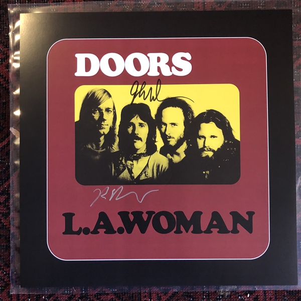 The Doors: Robby Kreiger & John Densmore Signed 12" x 12" Litho for "LA Woman" 50th Anniversary (Beckett/BAS Guaranteed)