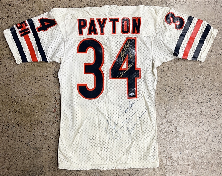 Walter Payton Double Signed Chicago Bears Game Model Jersey (Beckett/BAS LOA)