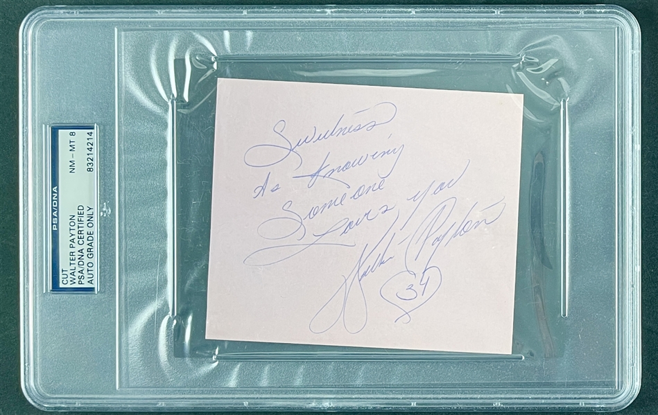 Walter Payton Signed Album Page with Unique Inscription (PSA/DNA Encapsulated)