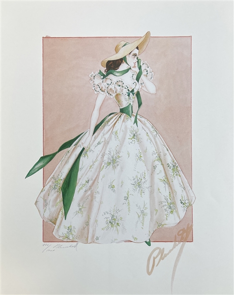 Gone With The Wind: Walter Plunkett Signed 16" x 20" Limited Edition Lithograph f. Scarlett OHara Costume Design (PSA/DNA)