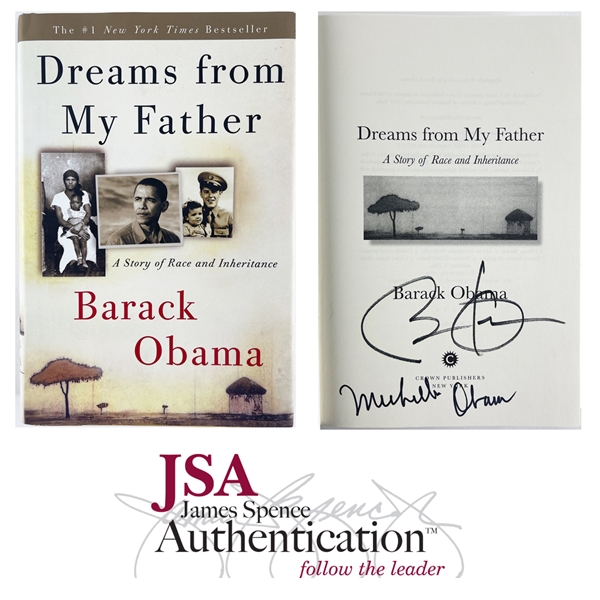 President Barack Obama & Michelle Obama RARE Dual Signed Hardcover First Edition Book: "Dreams of My Father" (JSA LOA)