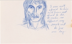 Marlon Brando Hand Drawn Sketch With Handwritten Quote - Possible Johnny Depp Portrait? (Beckett/BAS Guaranteed)