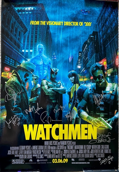 Extraordinary 2009 "Watchmen" Original Movie Poster Studio Signed by Full Cast (Beckett/BAS Guaranteed)