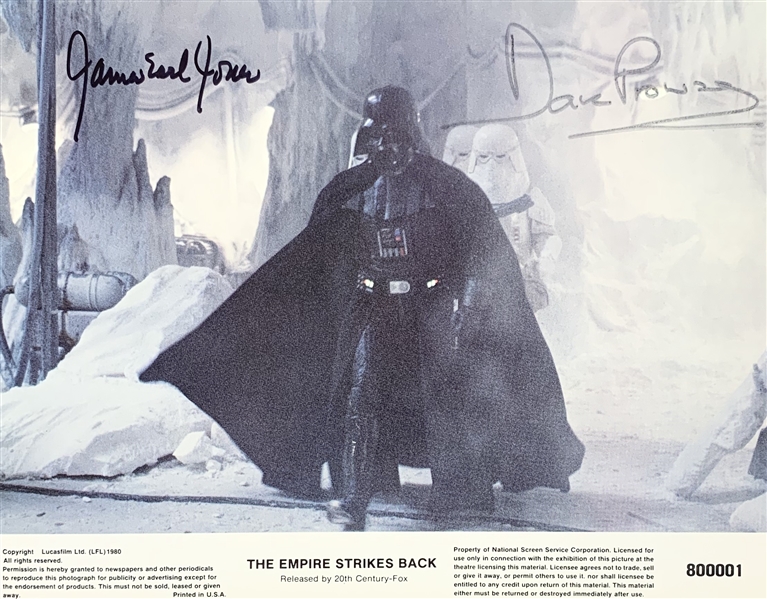 Darth Vader: James Earl Jones & David Prowse Signed Official ESB 8" x 10" Lobby Card (Beckett/BAS Guaranteed)(ex. Steve Grad Collection)