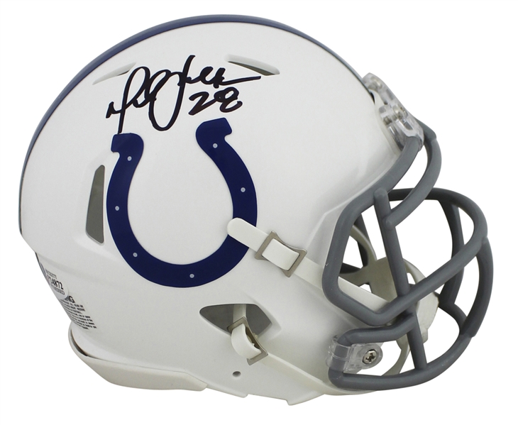 Colts Marshall Faulk Authentic Signed 2020 White Speed Mini Helmet (Beckett COA)