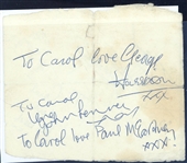 The Beatles: Lennon, McCartney, Best & Harrison Signed 1962 Page Cut (Beckett Guaranteed) 