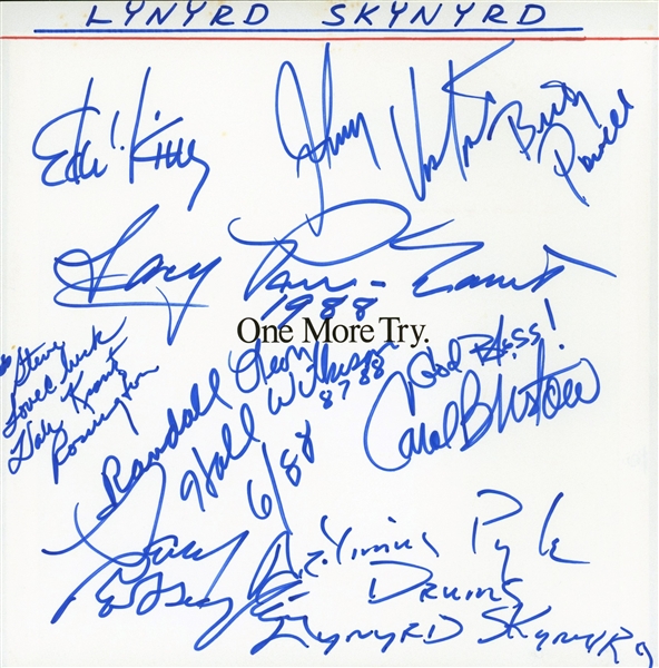 Lynyrd Skynyrd Group Signed 7" x 7" Page with 9 Signatures (Epperson/REAL LOA)
