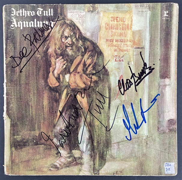 Jethro Tull : Anderson, Palmer, Bunker, and Barre Signed Album Cover (BAS Guaranteed)
