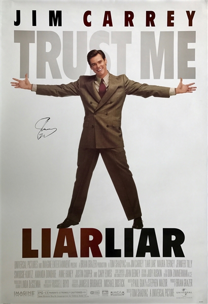 Jim Carrey Signed 27" x 41" Full-Sized Movie Poster for "Liar Liar" (Beckett/BAS Guaranteed)