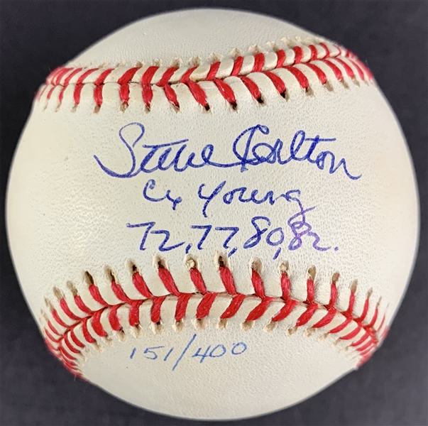 Steve Carlton Limited Edition Single Signed ONL Baseball with "Cy Young 72, 77, 80, 82" Inscription (Beckett/BAS COA)