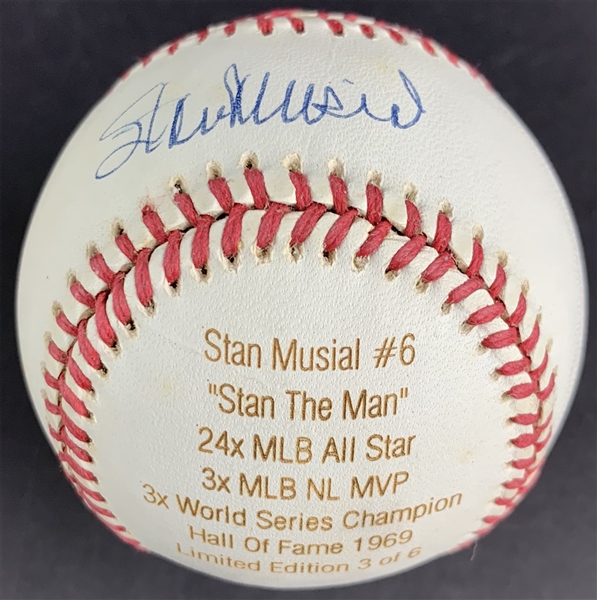 Stan Musial Signed Limited Edition Baseball with Engraved Career Stats (JSA COA)
