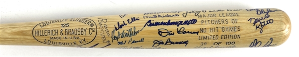Baseball No-Hitters Pitchers Multi-Signed Bat (32 Sigs Incl. Spahn, Ryan, Feller)(PSA/DNA LOA)
