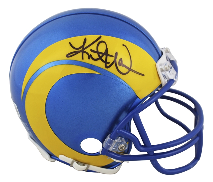 Kurt Warner Signed St. Louis Rams Mini Helmet (Beckett/BAS Witnessed)