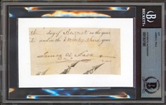 President James K. Polk Signed 2" x 4" Presidential Document Segment (Beckett/BAS Encapsulated)