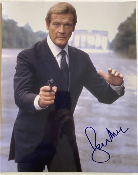 Roger Moore Signed 11" x 14" James Bond Photo