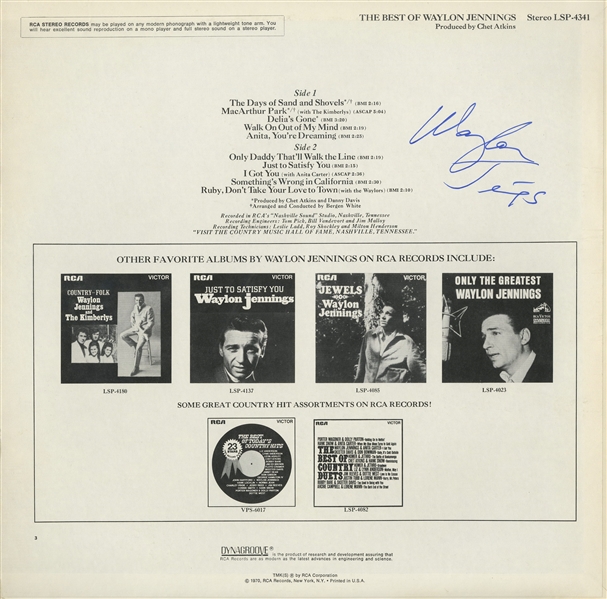 Waylon Jennings Signed "Best of" Vinyl Record (BAS GUARANTEED)