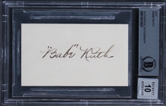 Babe Ruth Signed 2" x 3.5" Sheet with Desirable Early Quoted Signature - Beckett Graded GEM MINT 10 Autograph!