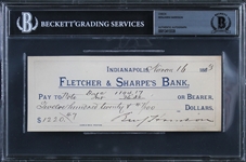 President Benjamin Harrison Signed 1883 Bank Check (Beckett/BAS Encapsulated)
