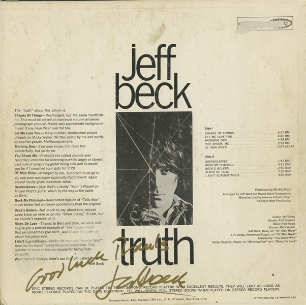 Jeff Beck Signed "Truth" LP w/ Vinyl (BAS GUARANTEED)