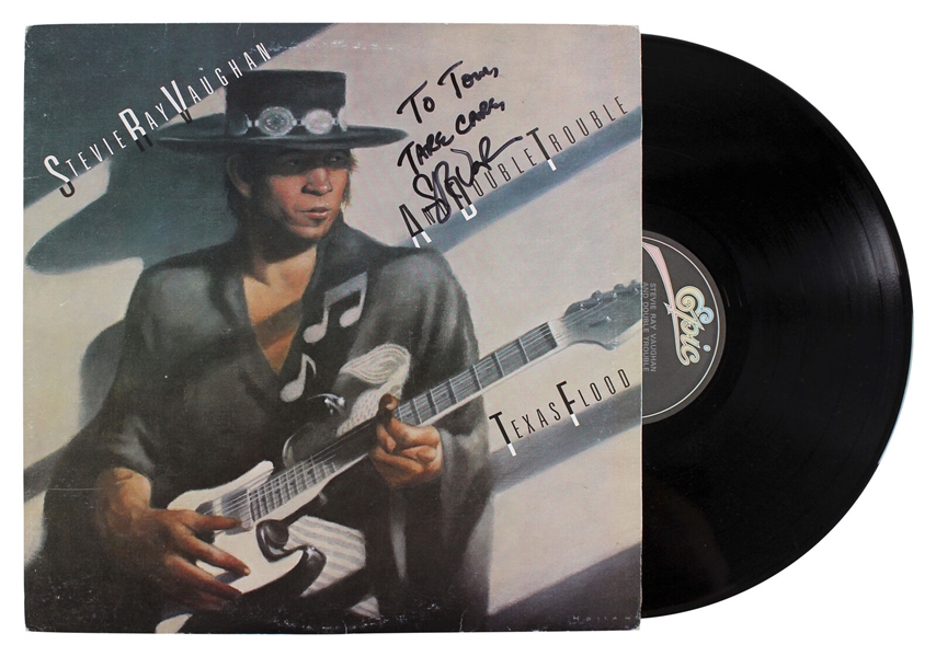 Stevie Ray Vaughan Signed "Texas Flood" Record Album W/ Vinyl (JSA LOA)