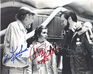Star Wars: Carrie Fisher, Gary Kurtz & Irvin Kershner  10” x 8” Behind-the-Scenes Signed Photo from “The Empire Strikes Back” (Beckett/BAS Guaranteed)