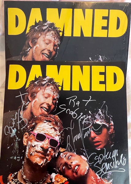 The Damned Group Signed Self-Titled 12” Record Insert/Flat (4 Sigs) (Beckett/BAS Guaranteed) 