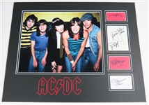 AC/DC Group Signed Autograph Display by 5 Members (JSA LOA & REAL LOA)