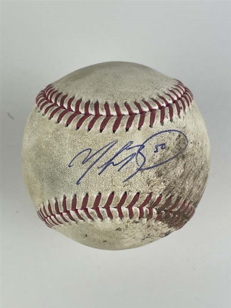 Mookie Betts Game Used & Signed OML Baseball :: Used 8-31-2021 LAD vs ATL (MLB Holo & PSA/DNA)