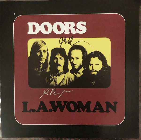 The Doors: Robby Krieger & John Densmore Signed 12" x 12" Litho for "LA Woman" 50th Anniversary (Beckett/BAS Guaranteed)