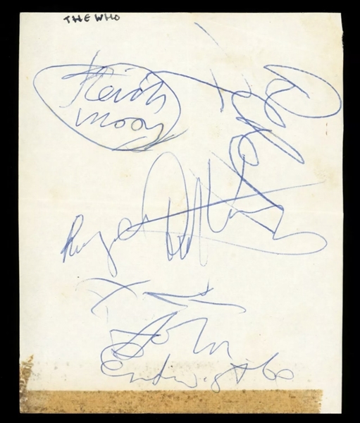 The Who Group Signed Vintage Album Page with All Four Original Members Incl. Keith Moon! (Beckett/BAS LOA)