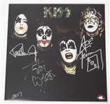 KISS Group Signed "KISS S/T" Vinyl LP Album Record Cover (3 sigs) (JSA LOA)
