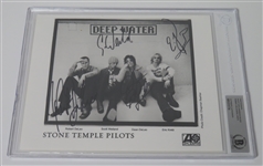 Stone Temple Pilots Group Signed B&W 8x10 Photo (4 sigs) (Beckett/BAS Encapsulated & JSA LOA)