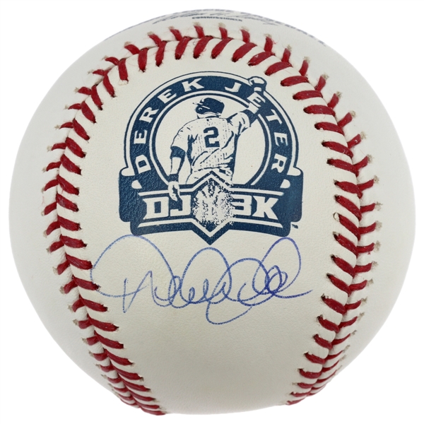 Derek Jeter Signed 3000th Hit Rawlings DJ3K Logo Baseball (Steiner & MLB FJ671599) (Beckett/BAS Guaranteed)
