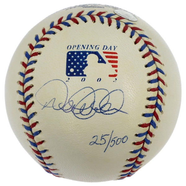 Derek Jeter Signed Opening Day 2002 Rawlings OMLB Baseball # 25 of 500 (Steiner & MLB AR083860) (Beckett/BAS Guaranteed)