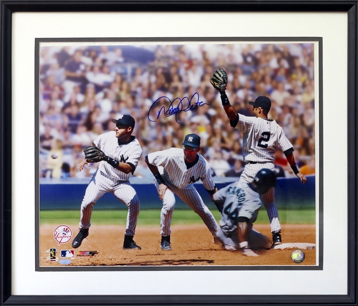 Derek Jeter Signed “Stop Motion” Catch & Tag Out Action Photograph 16" x 20" (Steiner COA) (Beckett/BAS Guaranteed)