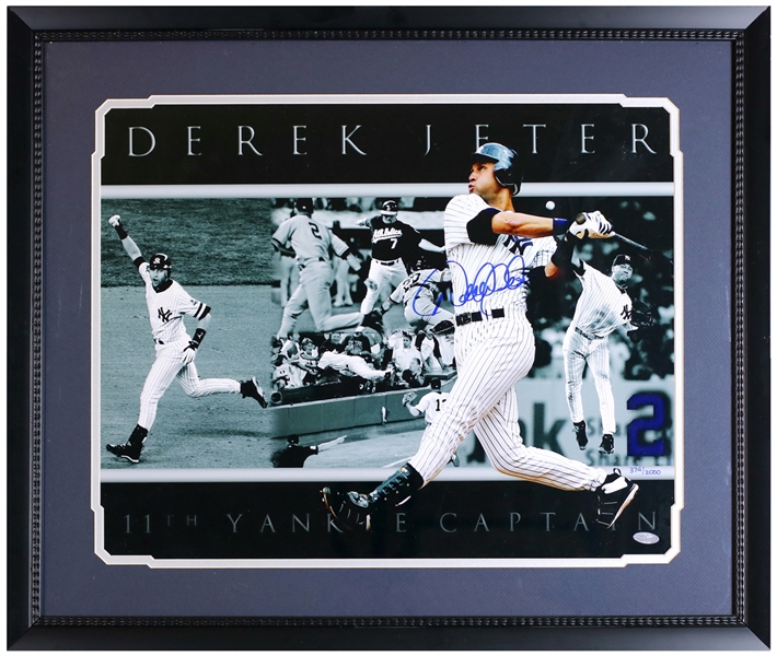 Derek Jeter Signed Montage of Career Photographs 16" x 20" Framed # 374 of 2000 (Steiner) (Beckett/BAS Guaranteed)