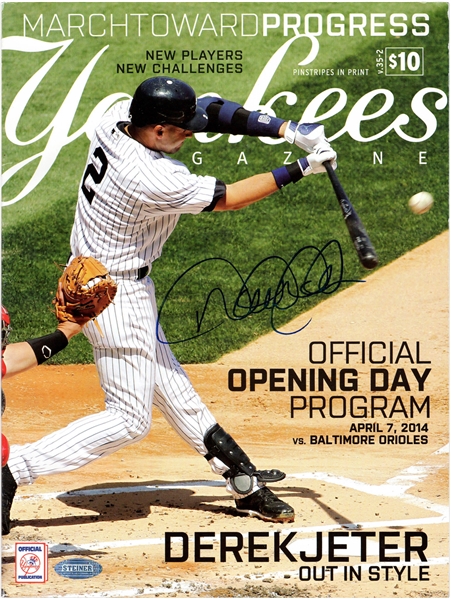 Derek Jeter Signed 2014 NY Yankees Magazine Opening Day Program 4/17/14 (Steiner COA) (Beckett/BAS Guaranteed)