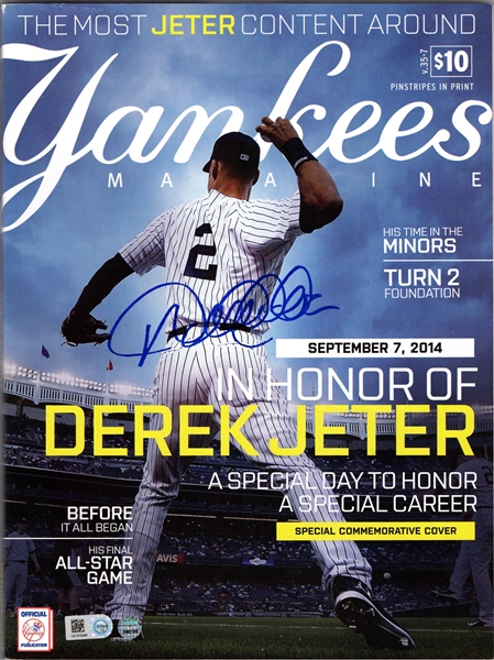 Derek Jeter Signed 2014 NY Yankees “Derek Jeter Day” Program 9/7/14 (Steiner & MLB HZ875996) (Beckett/BAS Guaranteed) 