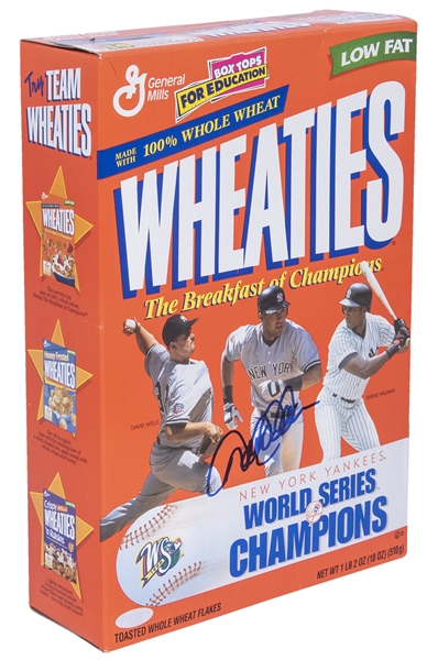Derek Jeter Signed Unopened Wheaties Box Celebrating 1998 World Champion NY Yankees (Steiner COA) (Beckett/BAS Guaranteed)